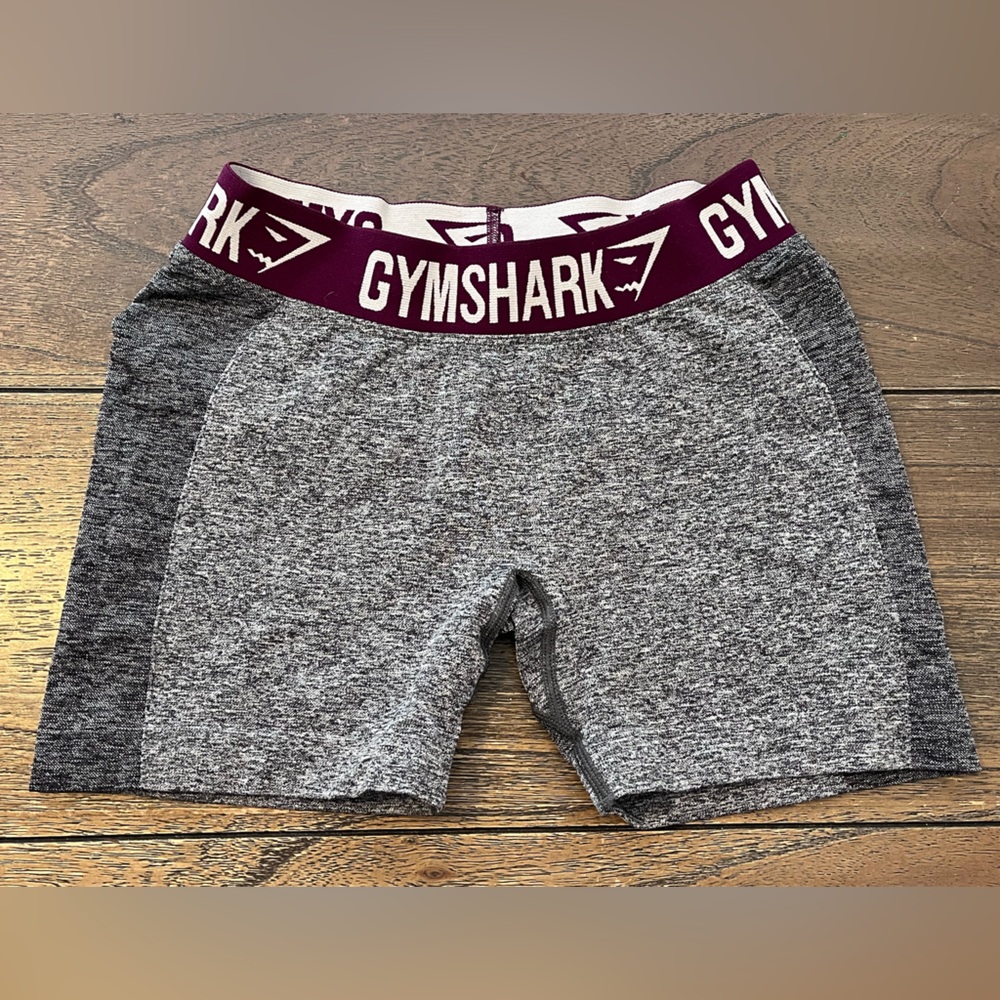 Gymshark Gray Heather Athletic Shorts with Maroon Waistband